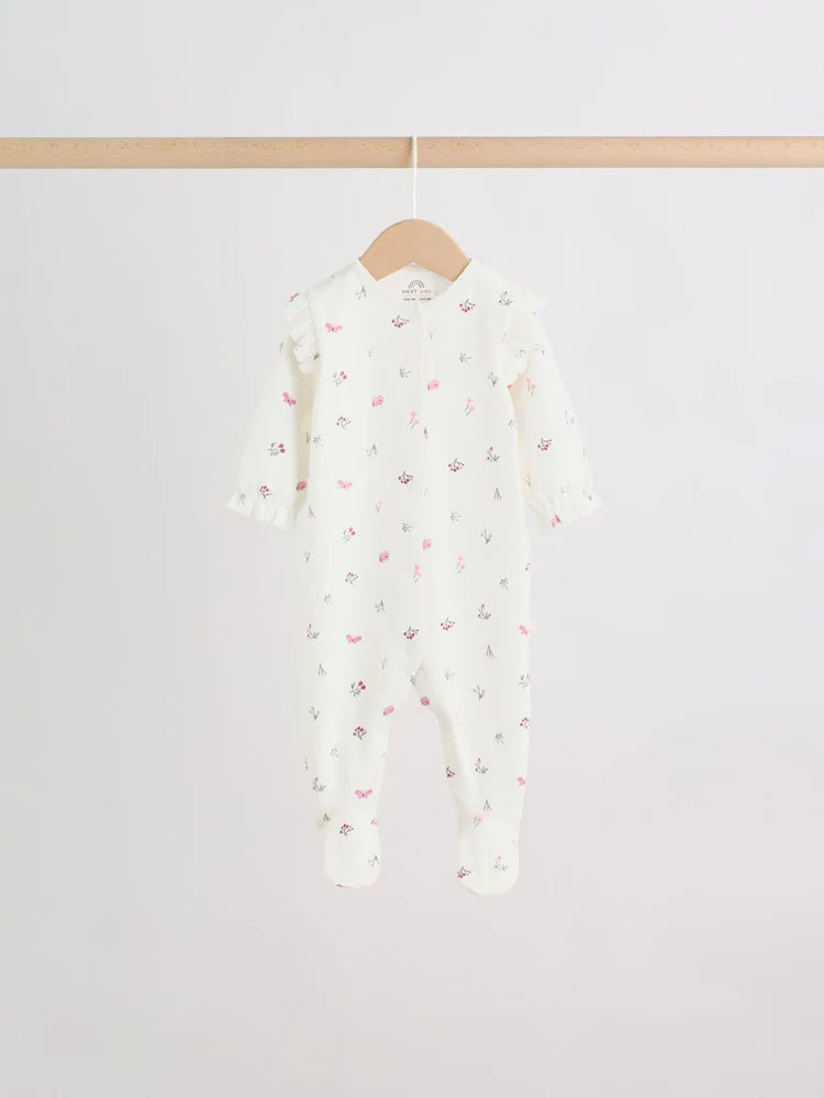 |BabyGirl| Kit com 3 Macacões de Bebê com Estampa Floral e de Coelhinho (Rosa) (0 meses a 2 anos)