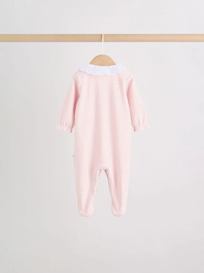 |BabyGirl| Kit com 3 Macacões de Bebê com Estampa Floral e de Coelhinho (Rosa) (0 meses a 2 anos)