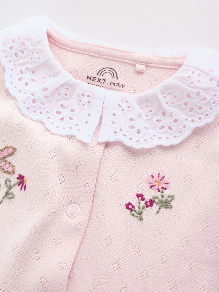 |BabyGirl| Kit com 3 Macacões de Bebê com Estampa Floral e de Coelhinho (Rosa) (0 meses a 2 anos)