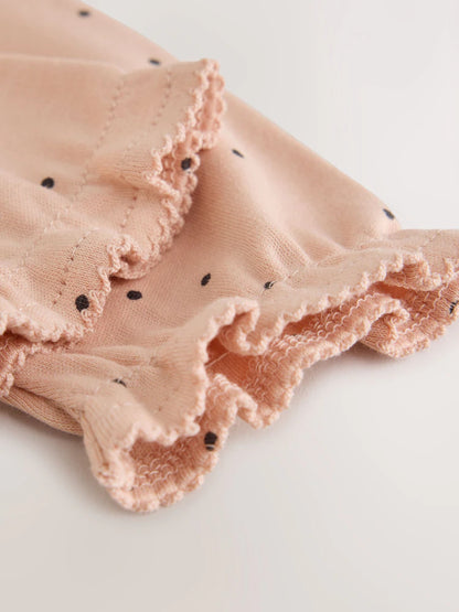 |BabyGirl| Kit com 3 Macacões de Bebê Creme e Rosa de Poá (0 meses a 2 anos)