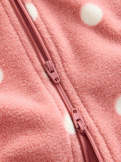 |BabyGirl| Kit com 4 Macacões de Bebê em Microfleece com Estampa de Corações Rosa e Zíper Bidirecional