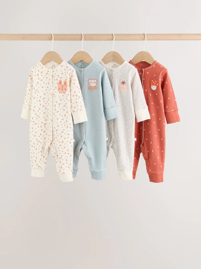 |BabyGirl| Kit Com 4 Macacões De Bebé com Estampado Floral Variado (0 meses a 3 anos)