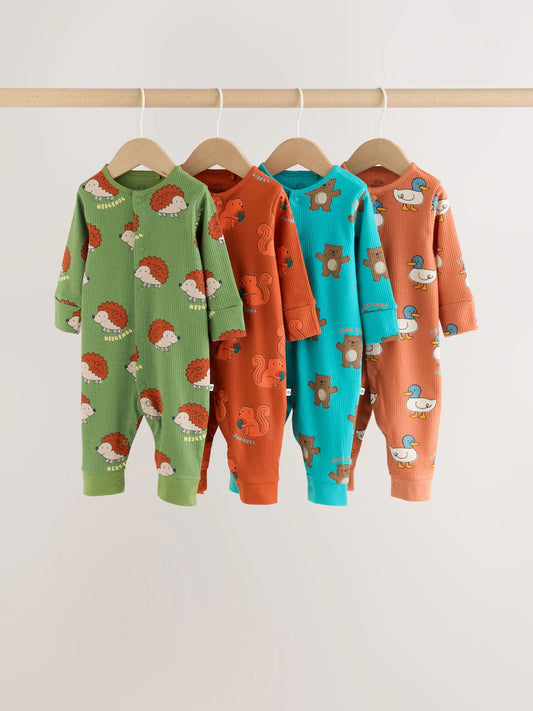 |BabyBoy| Kit com 4 Macacões de Bebê com Estampas de Animais (0 meses a 3 anos)