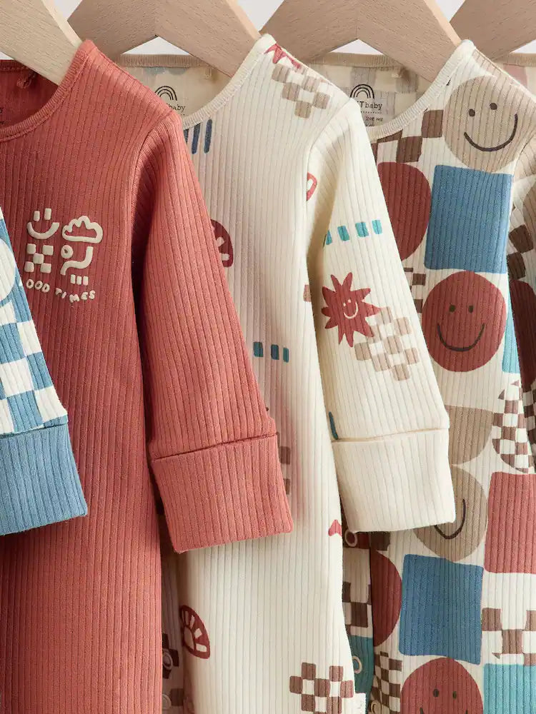 |BabyBoy| Pacote Com 5 Macacões Estampados Para Bebê (Azul/Vermelho) (0 meses a 3 anos)