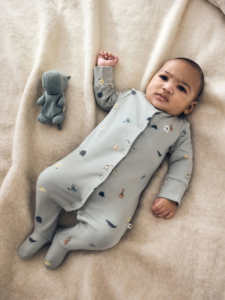 |BabyBoy| Pacote Com 5 Macacões De Bebê com Estampa De Personagem Azul (0-2 anos)