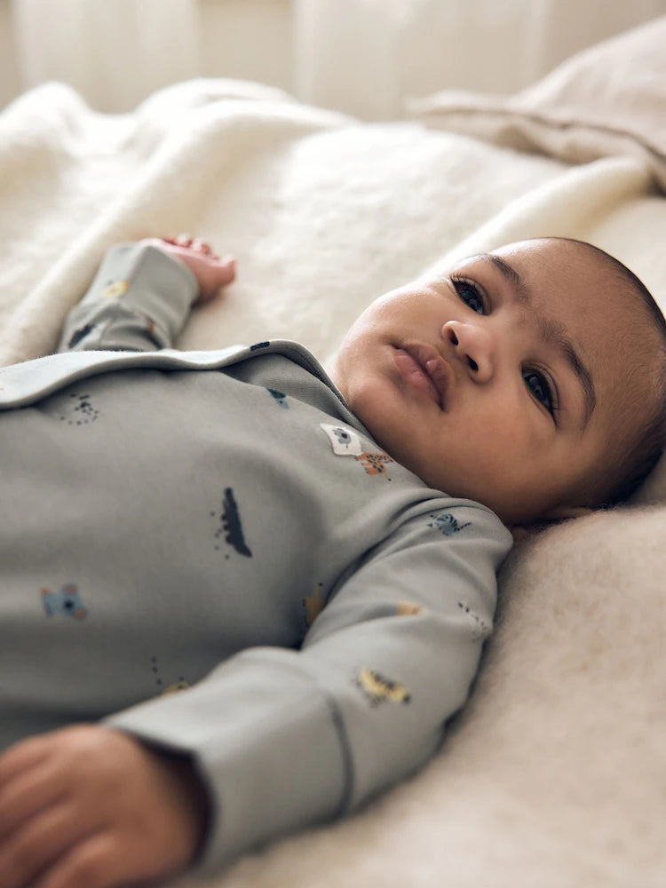 |BabyBoy| Pacote Com 5 Macacões De Bebê com Estampa De Personagem Azul (0-2 anos)