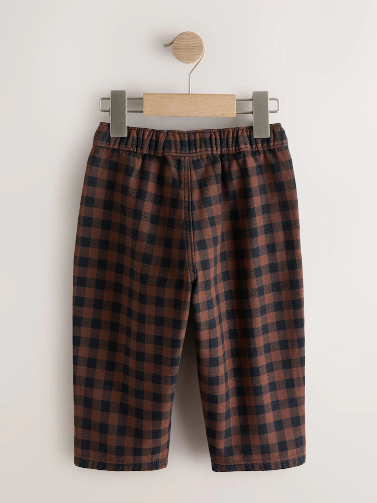 |Boy| Calça Marrom Xadrez Vichy Modelagem Barrel (3 meses a 7 anos)