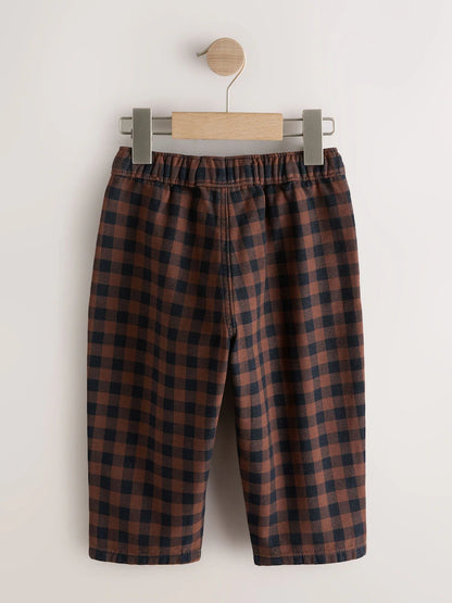 |Boy| Calça Marrom Xadrez Vichy Modelagem Barrel (3 meses a 7 anos)