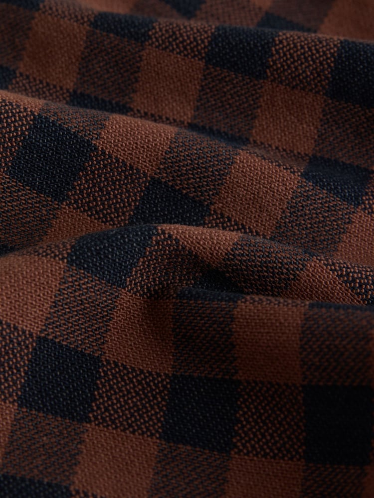 |Boy| Calça Marrom Xadrez Vichy Modelagem Barrel (3 meses a 7 anos)