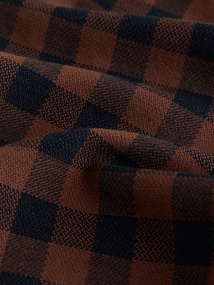 |Boy| Calça Marrom Xadrez Vichy Modelagem Barrel (3 meses a 7 anos)
