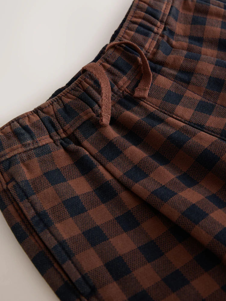 |Boy| Calça Marrom Xadrez Vichy Modelagem Barrel (3 meses a 7 anos)