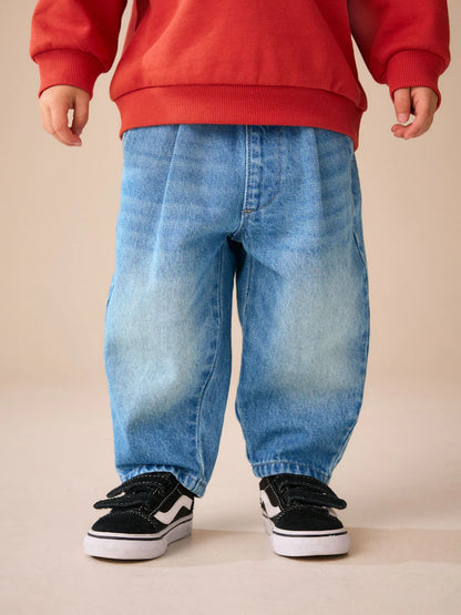 |Boy| Calça Jeans Modelagem Barrel Azul-Médio (3 meses a 7 anos)