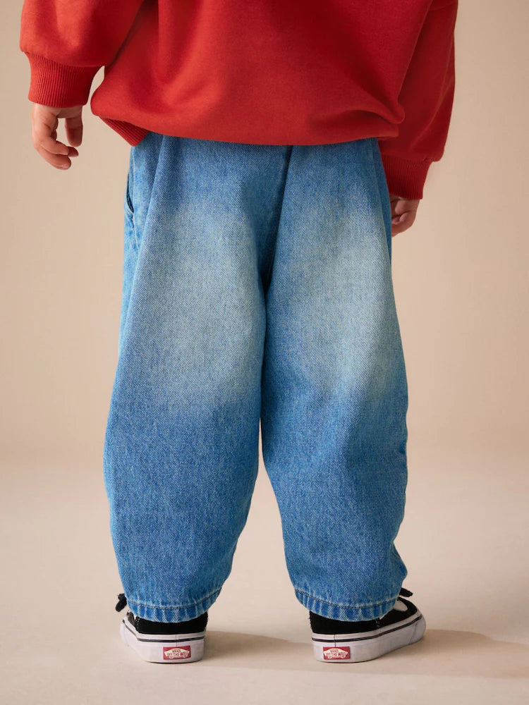 |Boy| Calça Jeans Modelagem Barrel Azul-Médio (3 meses a 7 anos)