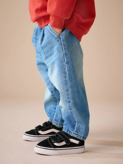 |Boy| Calça Jeans Modelagem Barrel Azul-Médio (3 meses a 7 anos)