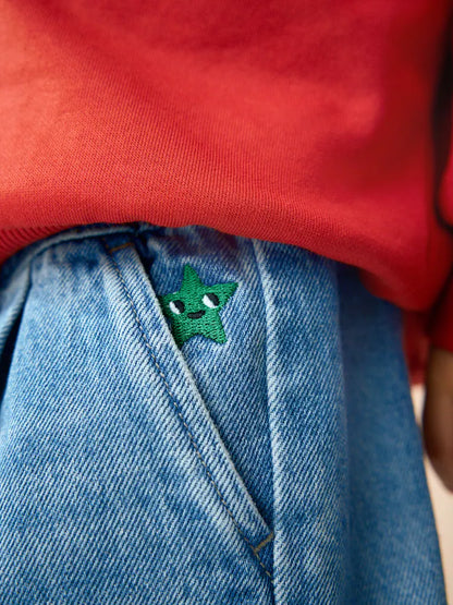 |Boy| Calça Jeans Modelagem Barrel Azul-Médio (3 meses a 7 anos)