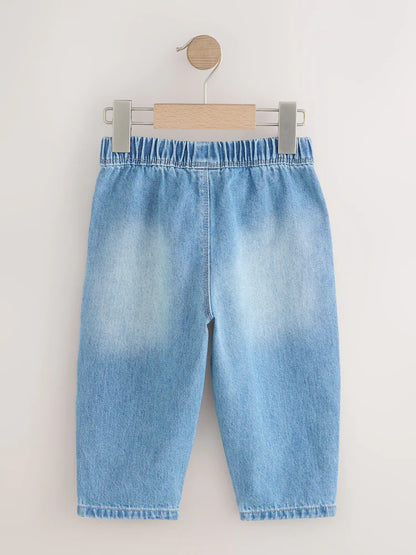 |Boy| Calça Jeans Modelagem Barrel Azul-Médio (3 meses a 7 anos)