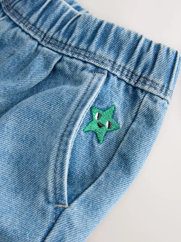|Boy| Calça Jeans Modelagem Barrel Azul-Médio (3 meses a 7 anos)