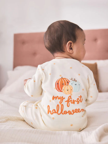 |BabyGirl| Macacão de Bebé Unissexo "O Meu Primeiro Halloween" com Fecho Bidirecional (0 meses a 3 anos)