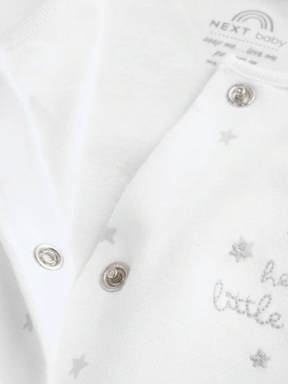 |BabyGirl| Conjunto De 4 Peças Para Bebê: Macacão, Body, Touca e Babador Brancos (0-9 meses)