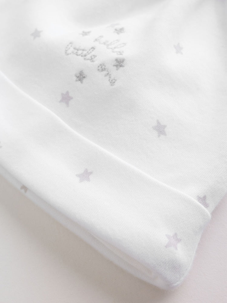 |BabyGirl| Conjunto De 4 Peças Para Bebê: Macacão, Body, Touca e Babador Brancos (0-9 meses)