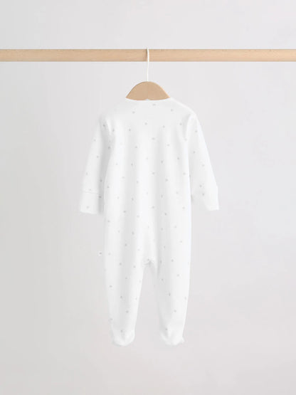 |BabyGirl| Conjunto De 4 Peças Para Bebê: Macacão, Body, Touca e Babador Brancos (0-9 meses)