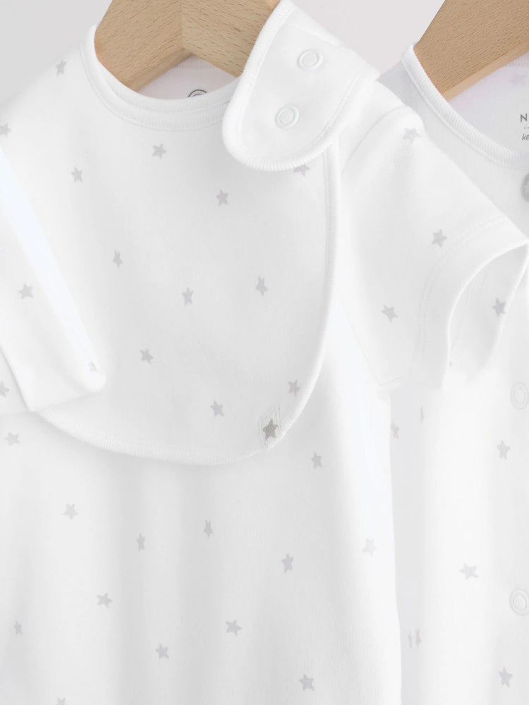 |BabyGirl| Conjunto De 4 Peças Para Bebê: Macacão, Body, Touca e Babador Brancos (0-9 meses)