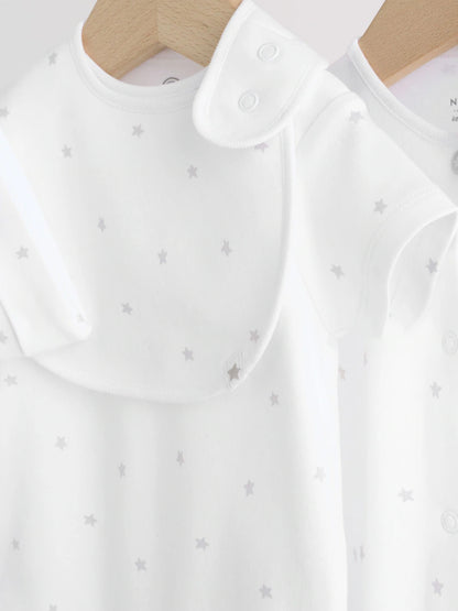 |BabyGirl| Conjunto De 4 Peças Para Bebê: Macacão, Body, Touca e Babador Brancos (0-9 meses)