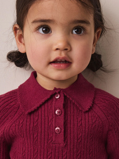 |Girl| Conjunto De Blusa Com Gola e Saia, Cor Vermelho-Berry (3 meses a 7 anos)
