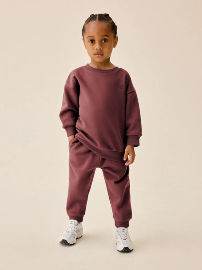 |Girl| Conjunto de Jogger e Moletom Gola Careca Vermelho-Ferrugem (3 meses a 7 anos)