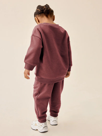 |Girl| Conjunto de Jogger e Moletom Gola Careca Vermelho-Ferrugem (3 meses a 7 anos)