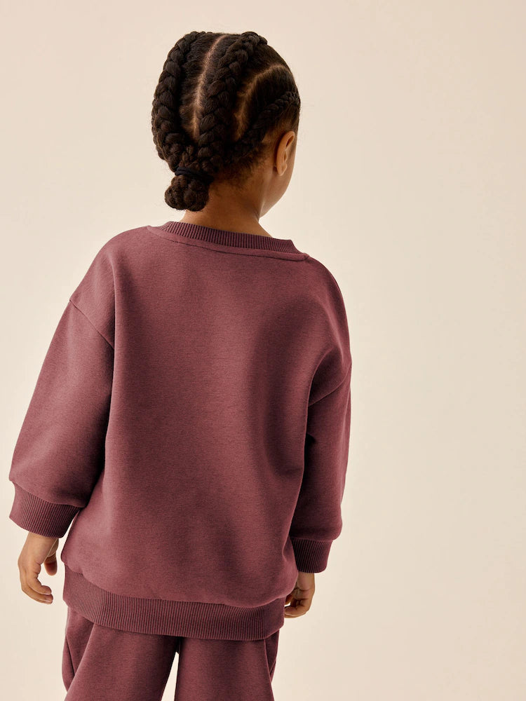 |Girl| Conjunto de Jogger e Moletom Gola Careca Vermelho-Ferrugem (3 meses a 7 anos)
