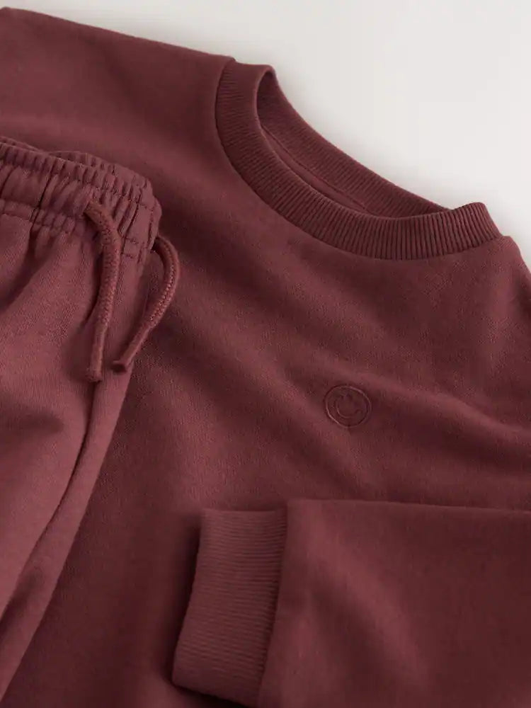 |Girl| Conjunto de Jogger e Moletom Gola Careca Vermelho-Ferrugem (3 meses a 7 anos)