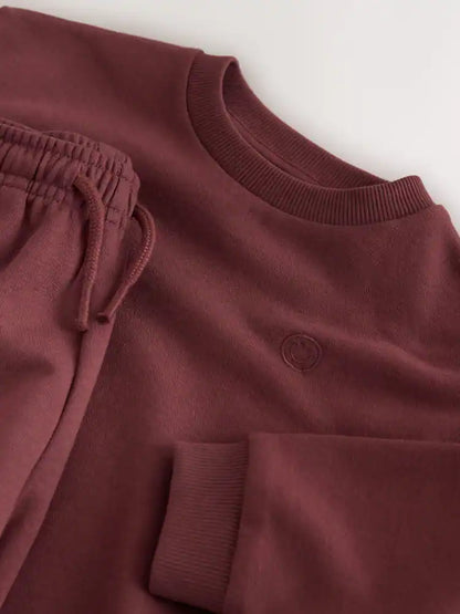 |Girl| Conjunto de Jogger e Moletom Gola Careca Vermelho-Ferrugem (3 meses a 7 anos)