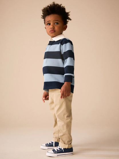 |Boy| Camisa Polo Rugby Azul-marinho/Branca (3 meses a 7 anos)