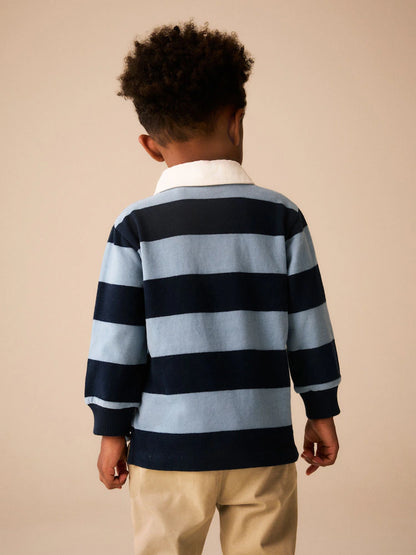 |Boy| Camisa Polo De Rugby Azul-Marinho/Branca (3 meses a 7 anos)