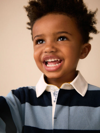 |Boy| Camisa Polo Rugby Azul-marinho/Branca (3 meses a 7 anos)