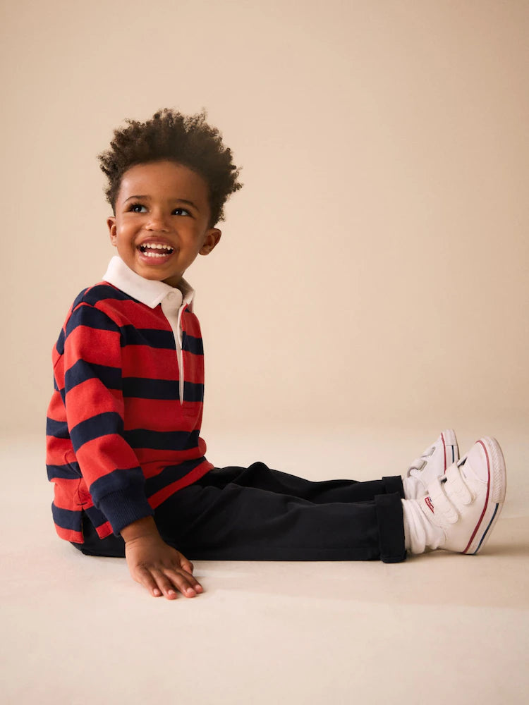|Boy| Camisa Polo De Rugby Azul-Marinho/Vermelha (3 meses a 7 anos)
