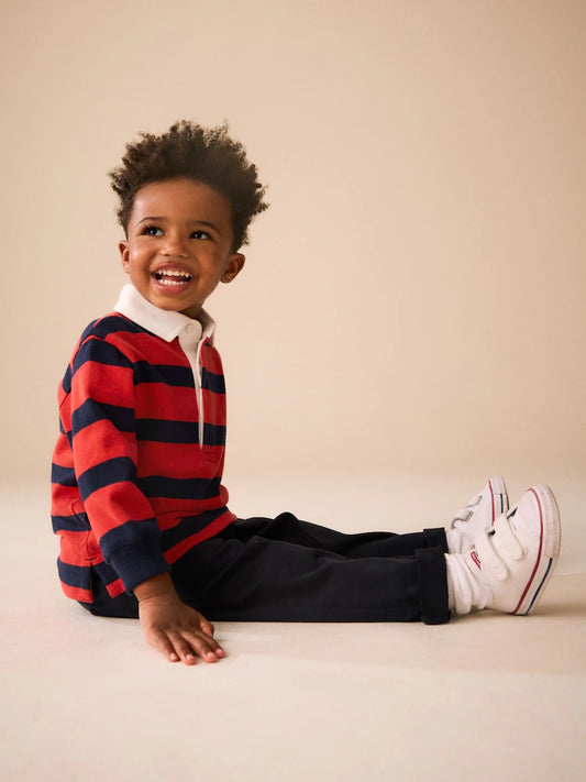 |Boy| Camisa Polo De Rugby Azul-Marinho/Vermelha (3 meses a 7 anos)