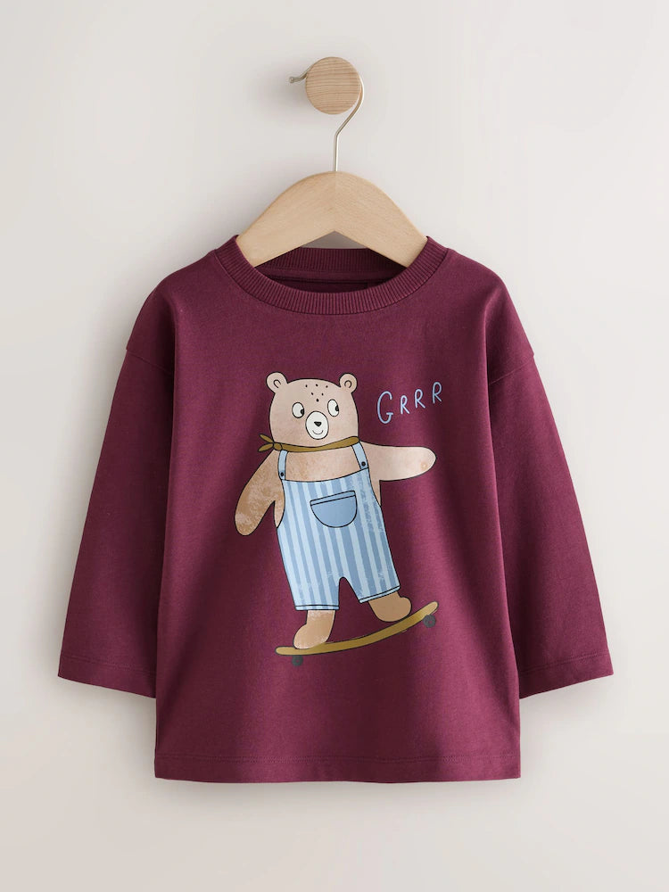 |Boy| Conjunto De 3 Camisetas De Manga Comprida Com Estampa De Personagens Na Cor Cru (3 meses a 7 anos)