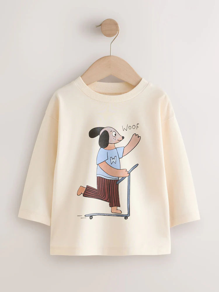 |Boy| Conjunto De 3 Camisetas De Manga Comprida Com Estampa De Personagens Na Cor Cru (3 meses a 7 anos)