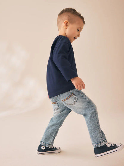 |Boy| Camiseta De Manga Comprida Com Estampa Gráfica Da Marinha (tamanhos 3 meses a 7 anos)