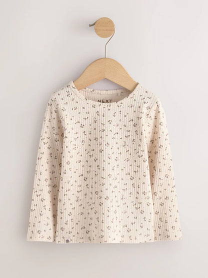 |Girl| Kit Com 5 Blusas Caneladas de Manga Longa em Tons Neutros (3 meses a 7 anos)