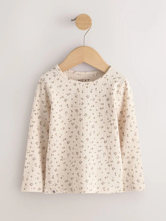 |Girl| Kit Com 5 Blusas Caneladas de Manga Longa em Tons Neutros (3 meses a 7 anos)