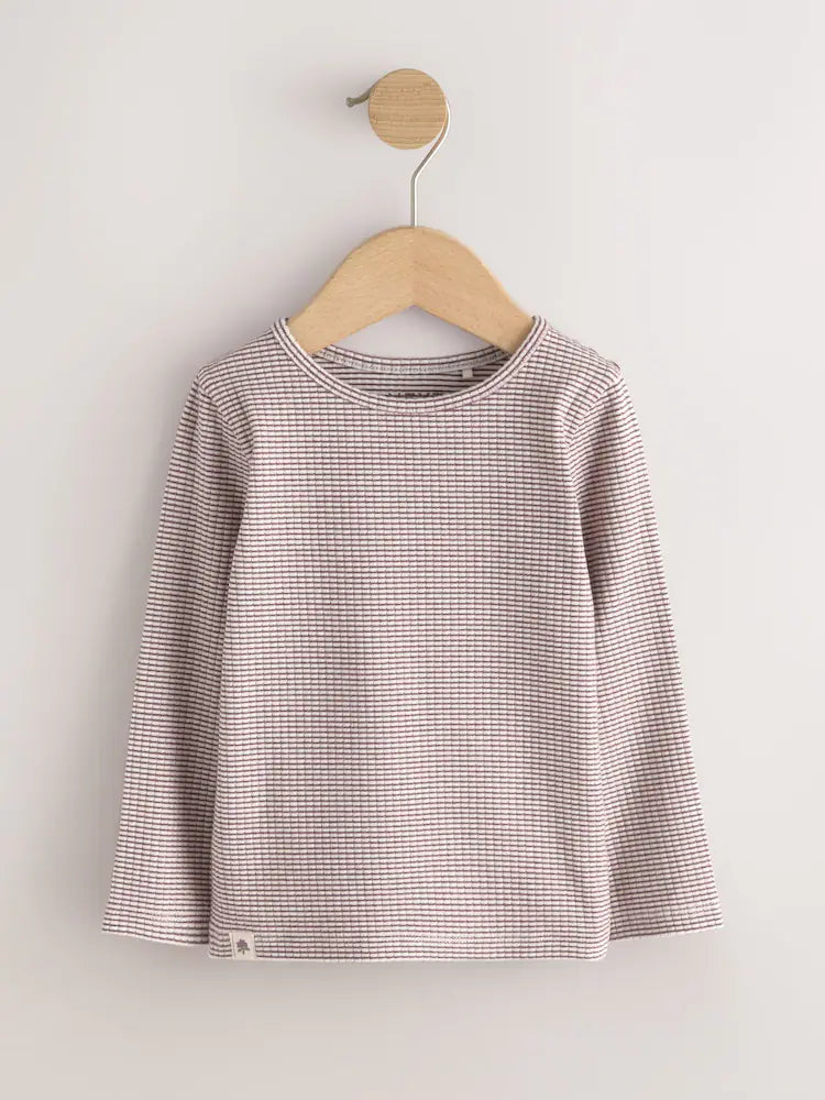 |Girl| Kit Com 5 Blusas Caneladas de Manga Longa em Tons Neutros (3 meses a 7 anos)