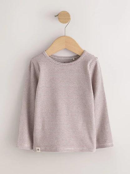 |Girl| Kit Com 5 Blusas Caneladas de Manga Longa em Tons Neutros (3 meses a 7 anos)