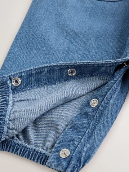 |BabyGirl| Macacão Azul Jeans Para Bebê (0 meses a 2 anos)
