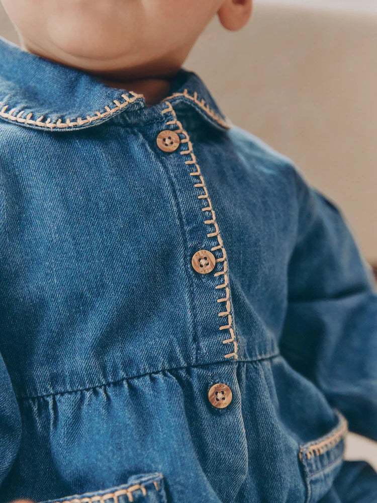 |BabyGirl| Macacão Azul Jeans Para Bebê (0 meses a 2 anos)