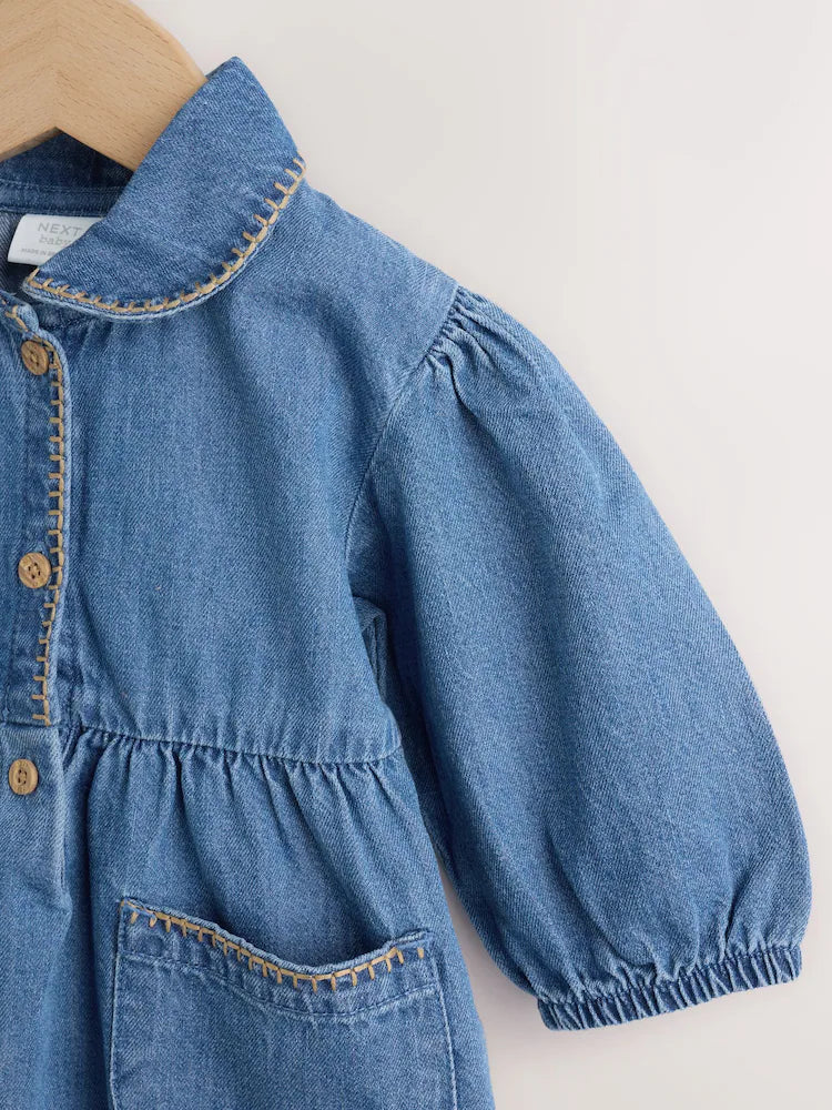 |BabyGirl| Macacão Azul Jeans Para Bebê (0 meses a 2 anos)