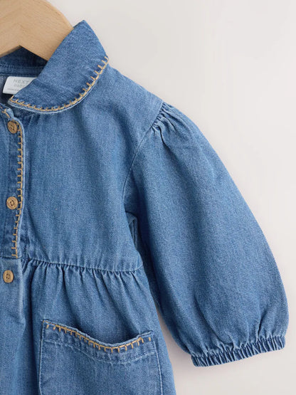 |BabyGirl| Macacão Azul Jeans Para Bebê (0 meses a 2 anos)
