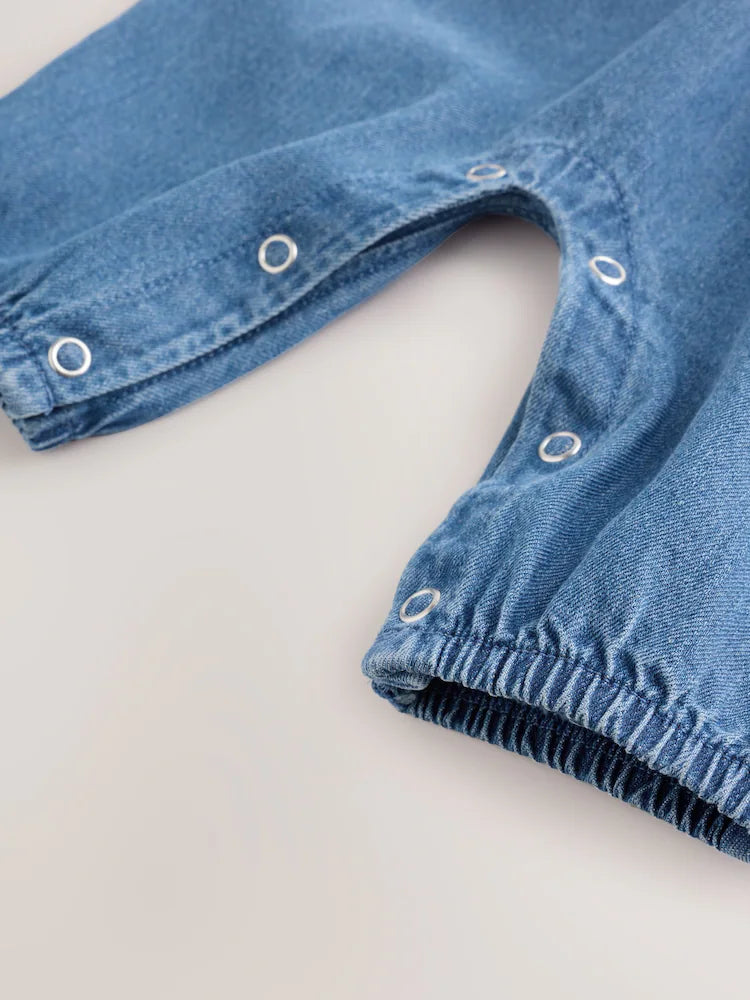 |BabyGirl| Macacão Azul Jeans Para Bebê (0 meses a 2 anos)